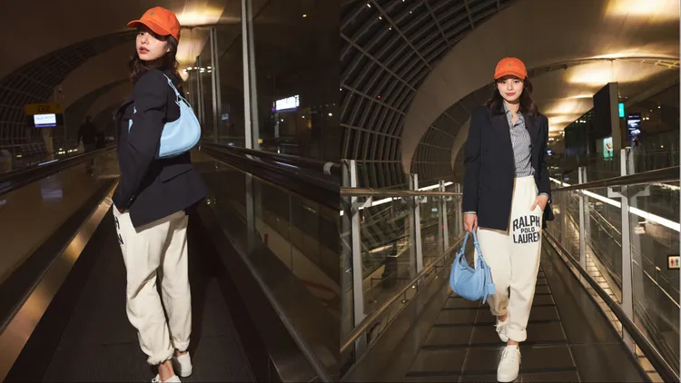 Becky以羊毛西裝外套混搭休閒刷毛運動褲，完美演繹「優雅與舒適」的動態平衡。品牌提供