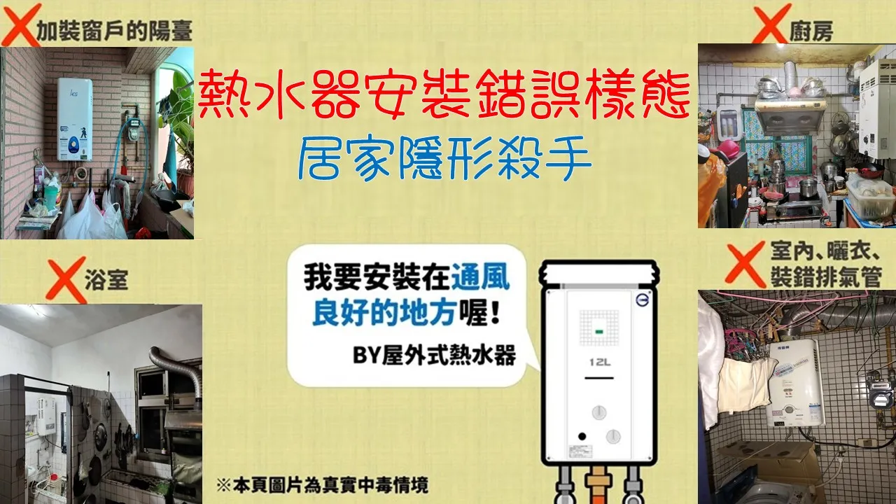 消防署揭錯誤安裝態樣。翻攝畫面