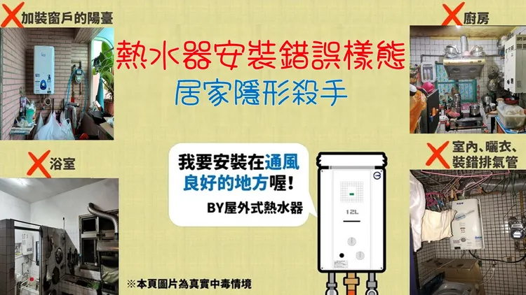 消防署揭錯誤安裝態樣。翻攝畫面