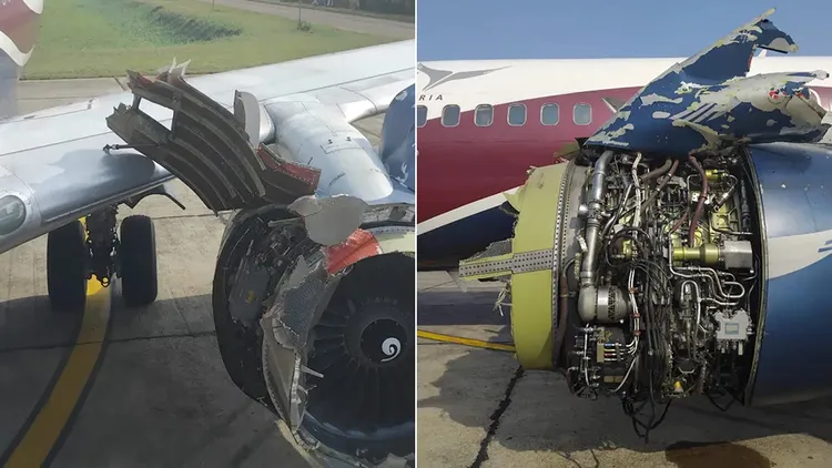 阿瑞克航空一架波音737客機的引擎在空中爆炸。翻攝自X