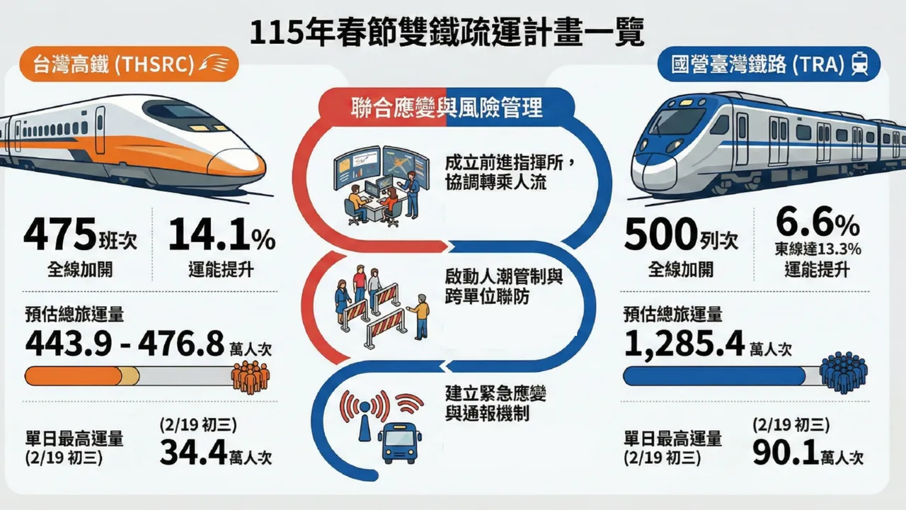 春節雙鐵疏運計畫。交通部提供