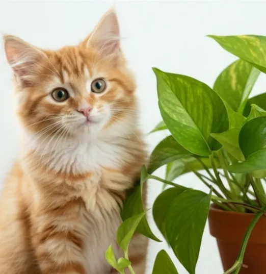 黃金葛同樣對貓咪是一種危險的植物(AI合成示意圖)。動保處提供