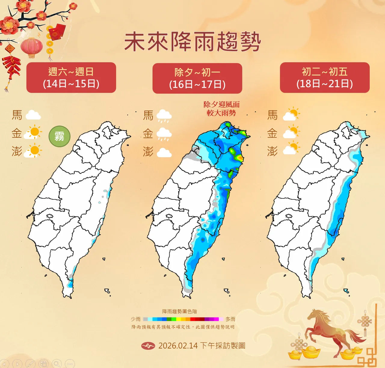 一週降雨趨勢。氣象署提供