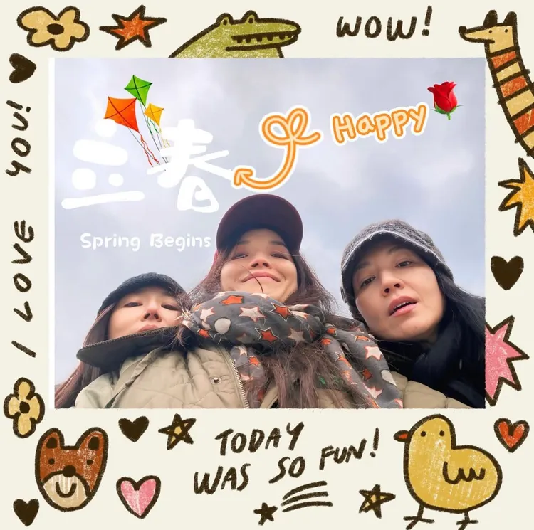 舒淇分享與好姊妹林心如、林熙蕾出國旅遊照片，↑是死亡視角。翻攝自舒淇IG