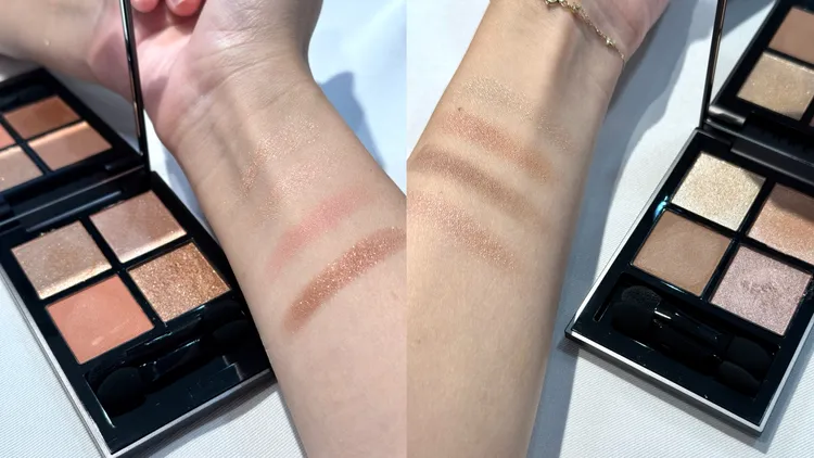 THREE星紗流光四色眼影盤#09（左）與#10（右），各2400元。張家玲攝