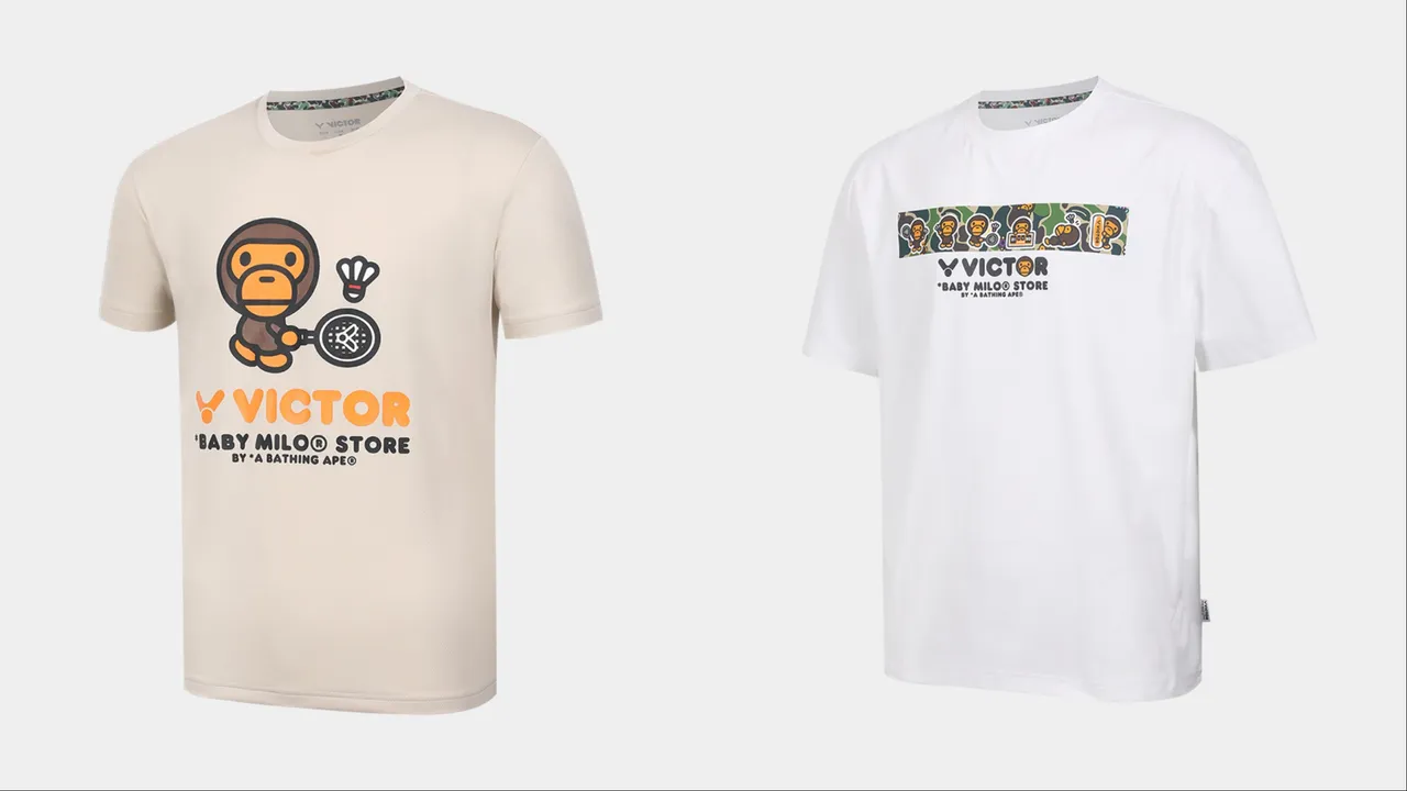 VICTOR x BABY MILO STORE聯名針織T恤，各1080元。品牌提供