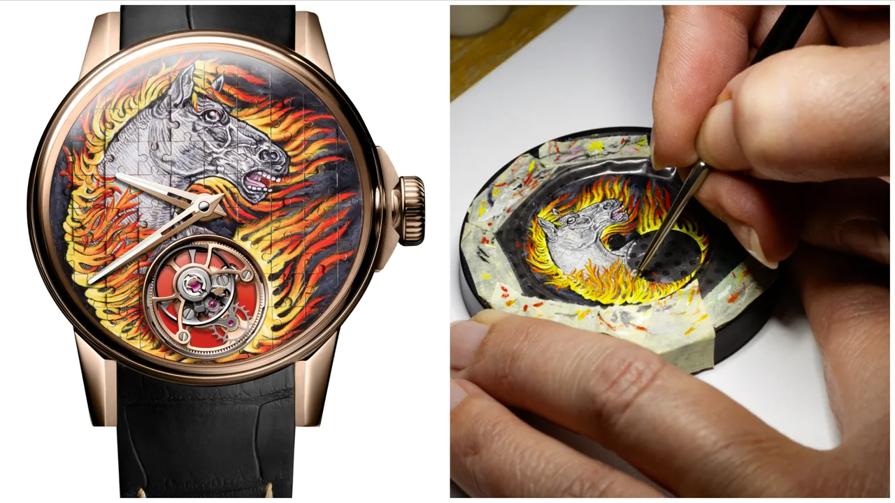 Louis Moinet為2026丙午火馬年推出限量一只Tourbillon Puzzle Fire Horse飛行陀飛輪腕錶。品牌提供