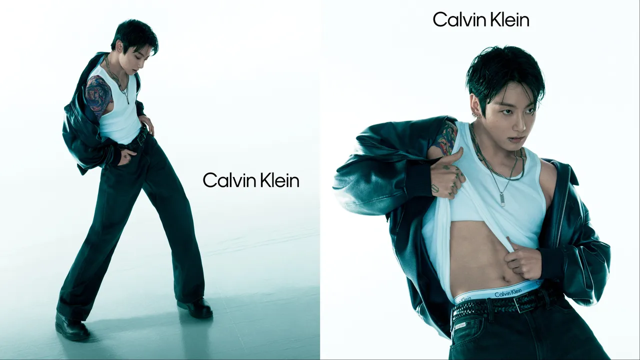 柾國大方撩開衣服展現魅力。品牌提供