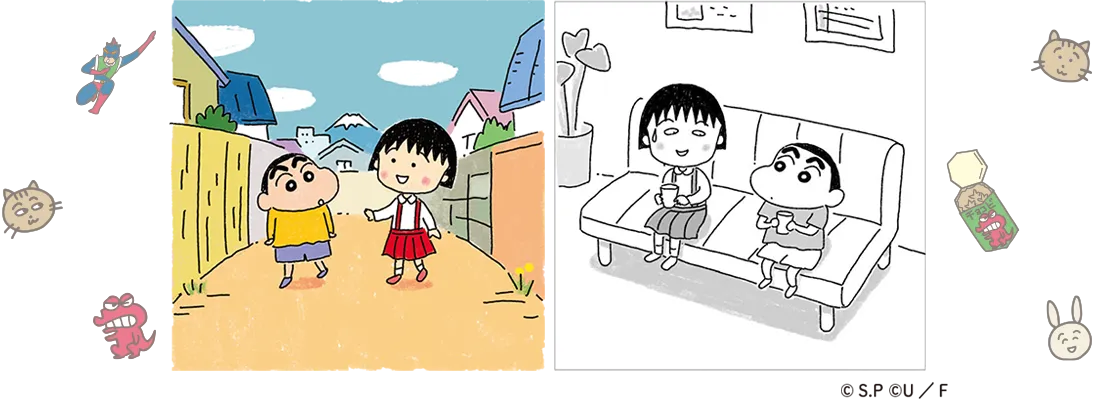 《櫻桃小丸子》聯動篇「小丸子遇見新之助」，野原一家到靜岡旅遊，和小丸子相遇，小新與小丸子竟然一起走丟了。翻攝chibimaru.tv