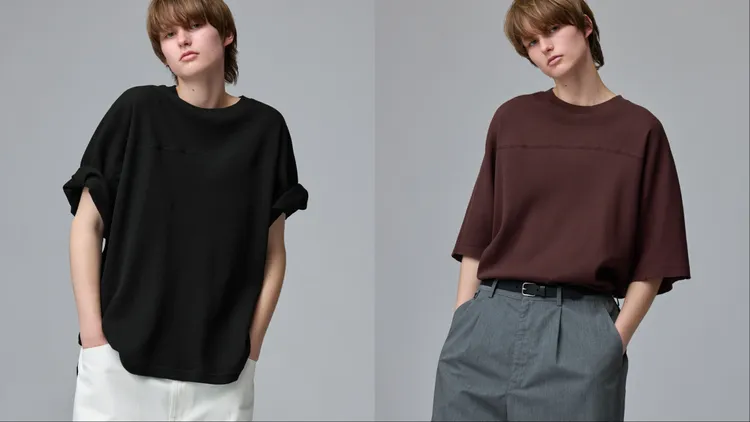 GU x UNDERCOVERDRY華夫格寬版T恤5分袖，各590元。品牌提供