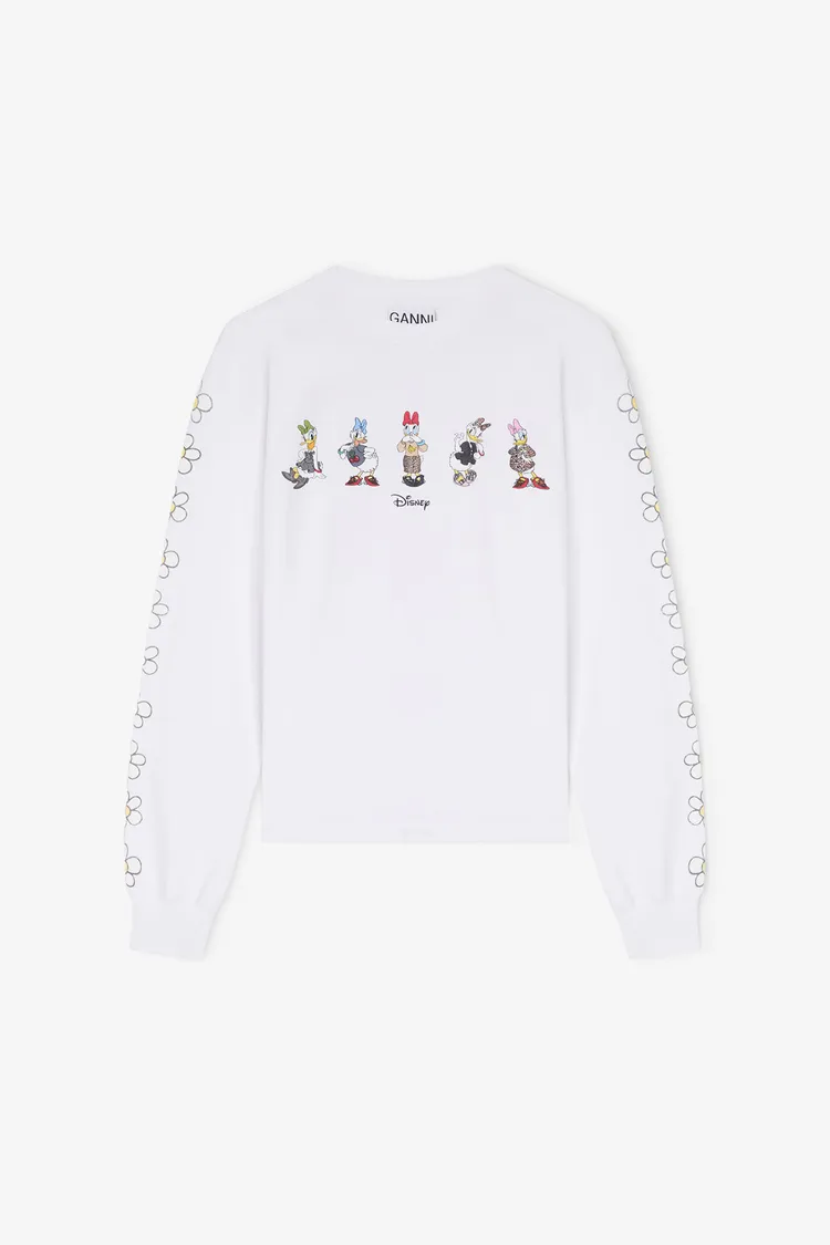 GANNI X DISNEY黛西們花花長袖上衣亮白，1萬1800元。品牌提供