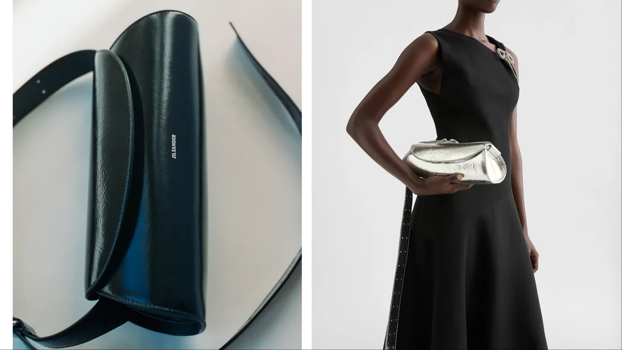 JIL SANDER Canolo黑色小號肩背包（左）5萬2700元、Cannolo銀色小號肩背包（右）6萬4500元。品牌提供