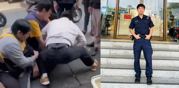 見義勇為的民眾其實也是警察，員警鄧敬文休假與妻子出門，「警察魂」迸發幫忙逮人。警方提供