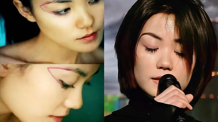 王菲早年的眉毛妝容就很有型。翻攝微博