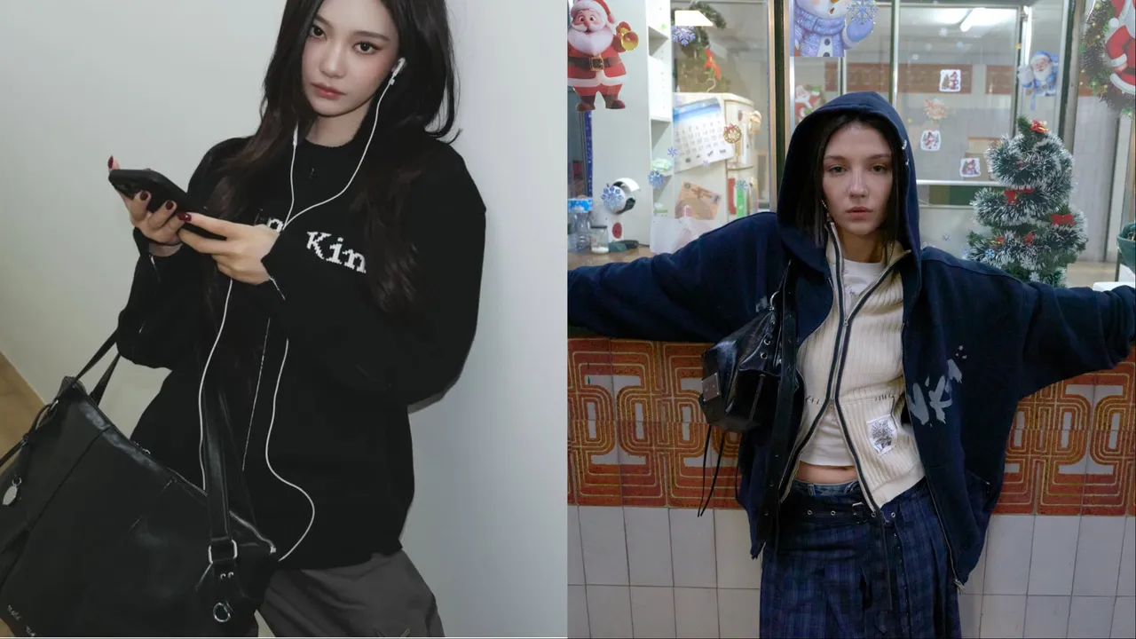 aespa成員Ningning（左）搶先演繹Matin Kim春季新品。翻攝Ningning IG、品牌提供