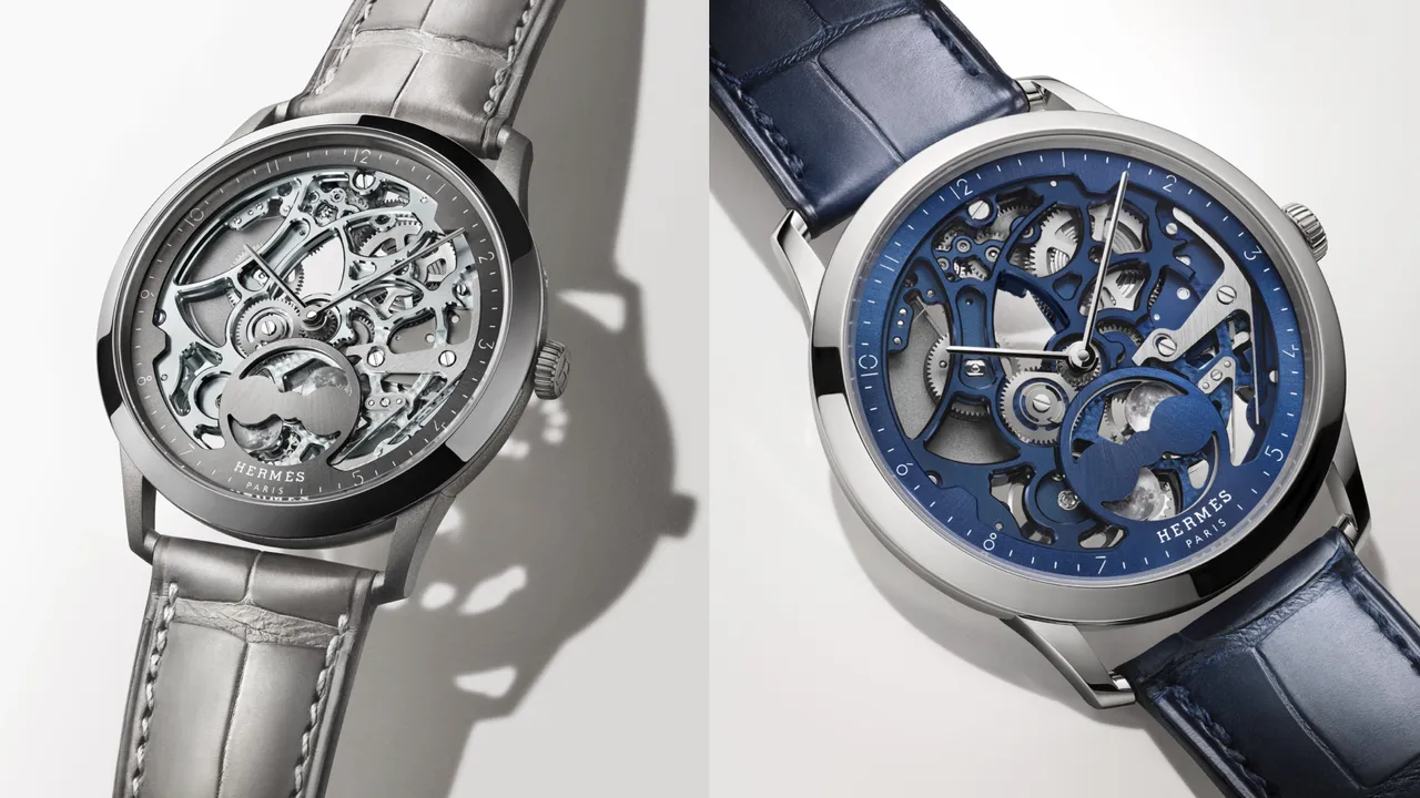 愛馬仕推出Slim d'Hermès Squelette Lune鏤空月相腕錶。品牌提供