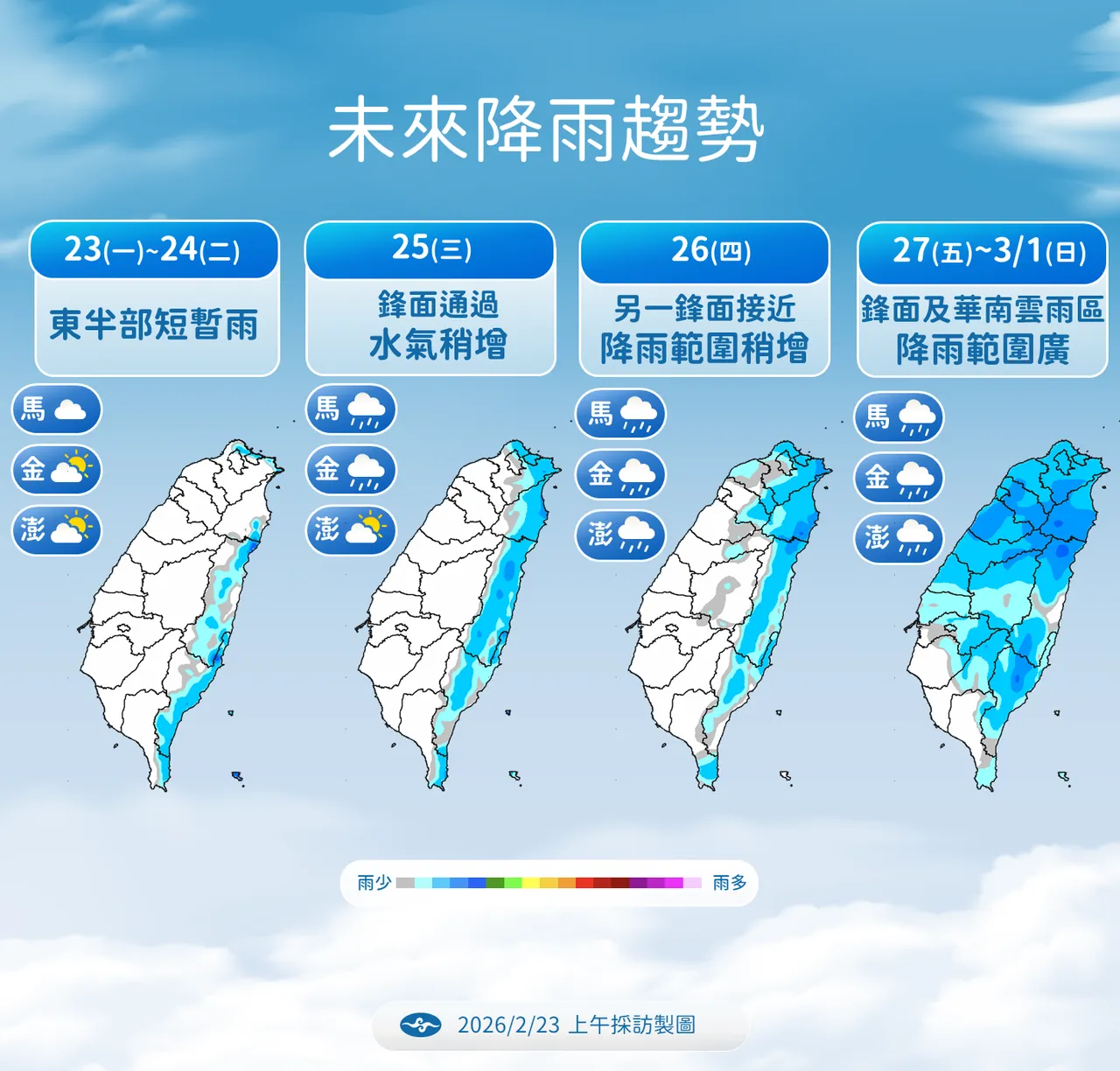未來降雨趨勢。氣象署提供