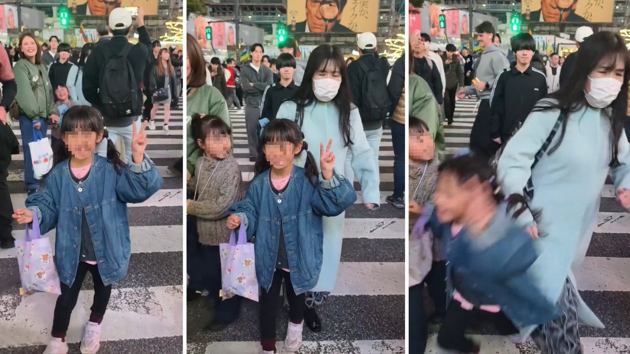 女兒澀谷開心留影「竟遭日女霸王肘撞飛」 台日網友全怒了