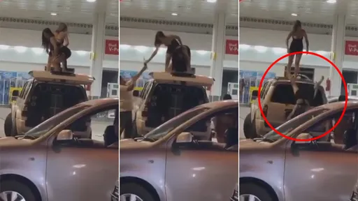 影片｜妹子車頂「電臀舞」樂極生悲　倒栽墜落親吻地球