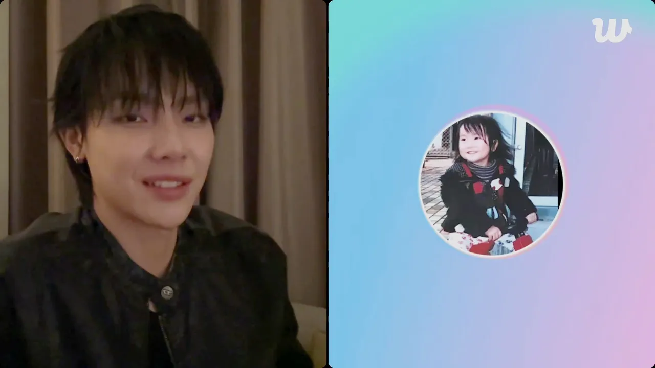 NICHOLAS（王奕翔，左圖）直播中與隊友TAKI連線，FUMA大讚雞排好吃。翻攝Weverse