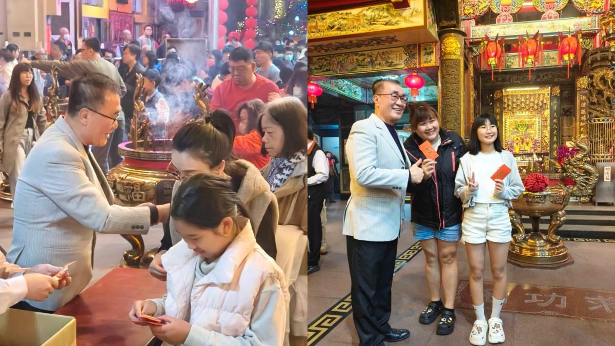 李四川初一赴新北土地公廟 上千民眾搶排川伯紅包