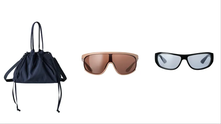 UNIQLO：C抽繩肩背包（左起）、太陽眼鏡，各790元。品牌提供