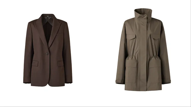 UNIQLO：C女裝西裝外套（左）、工裝短大衣（右），各2990元。品牌提供