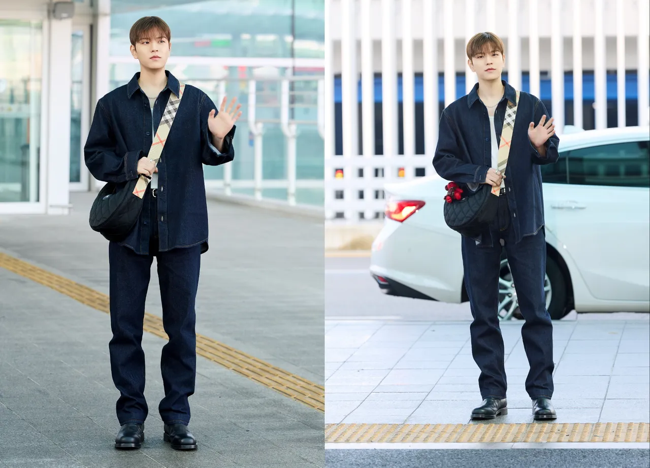 金昇玟以丹寧外套式襯衫搭配反摺直筒牛仔褲展現英倫活力。品牌提供