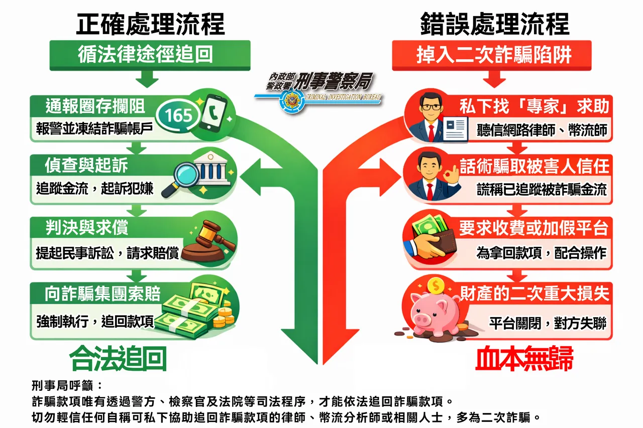 警方呼籲不要受到二次詐騙。翻攝畫面