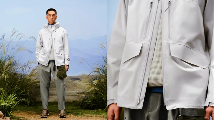 ECCO x White Mountaineering男式GORE-TEX雙層拉鍊防水科技外套，2萬1800元。品牌提供