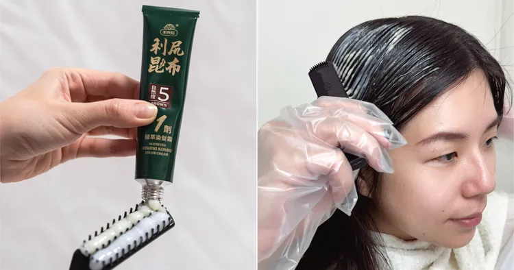 染髮過程簡單便利，像梳頭髮一樣，輕鬆。( 圖片來源：FB@Vivian 雙胞胎果粒媽咪)
