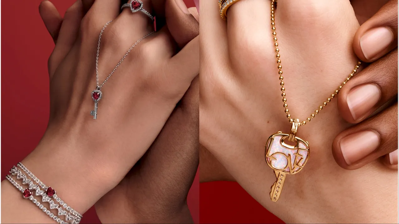 PANDORA情人節系列以愛心鑰匙元素捕捉愛情的多樣面貌。品牌提供