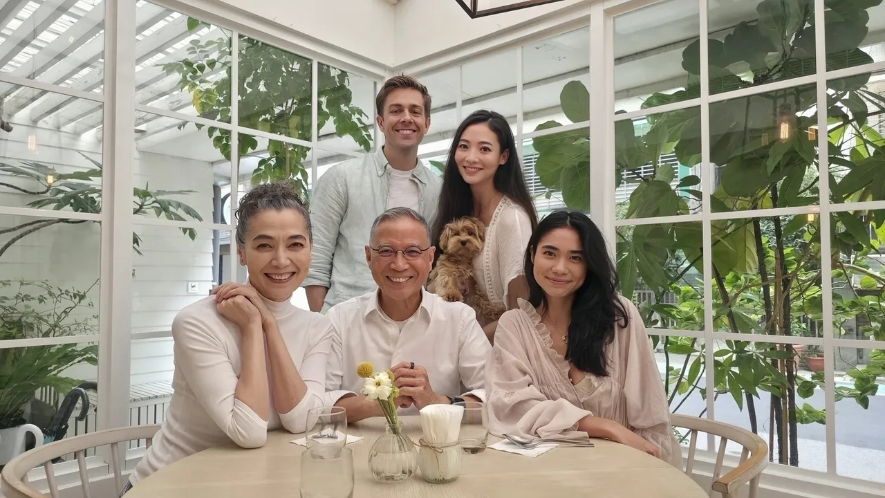 謝沛恩與老公登記結婚後，與爸媽妹妹開心用餐。繁星浩月娛樂提供