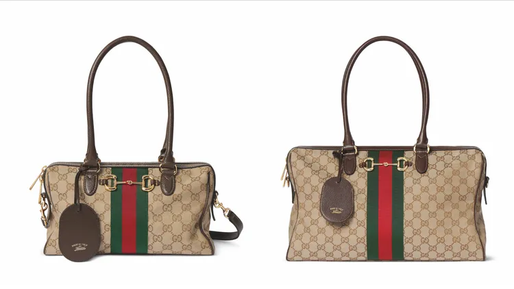 GUCCI Borsetto GG帆布小型8萬9200元、中型10萬5800元。品牌提供