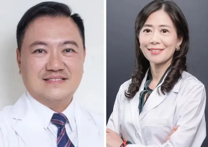 台中榮總神經外科楊孟寅（左）、鄭文郁（右）2名醫師涉違法讓廠商進入禁區執行手術，遭檢察官向法院聲押。翻攝中榮官網