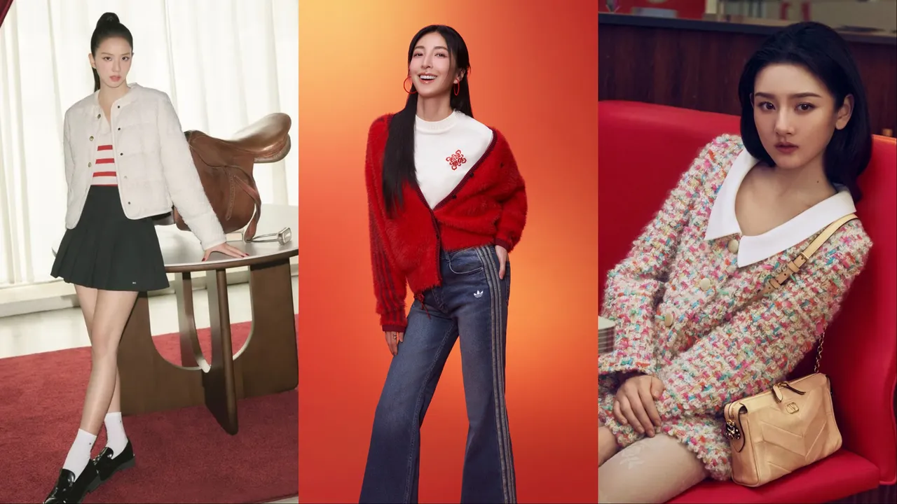 Jisoo（左起）、楊謹華、宋祖兒紛紛展現不同風格的走春穿搭。品牌提供