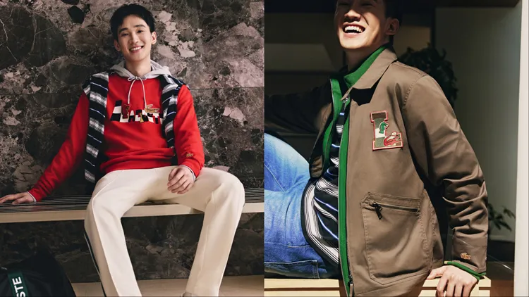 LACOSTE將象棋中的馬形棋子變為「鱷魚頭」，背景則是棋盤格紋。品牌提供