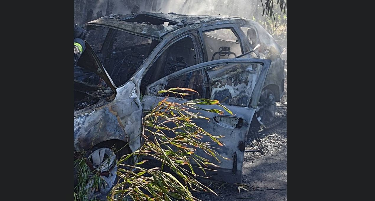新店公墓「小客車全面燃燒」剩骨架 疑老翁燒竹子釀禍