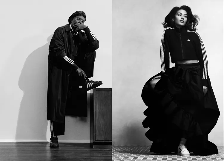 演員Samuel L. Jackson（左）、歌手Olivia Dean（右）出鏡adidas Originals形象廣告。品牌提供
