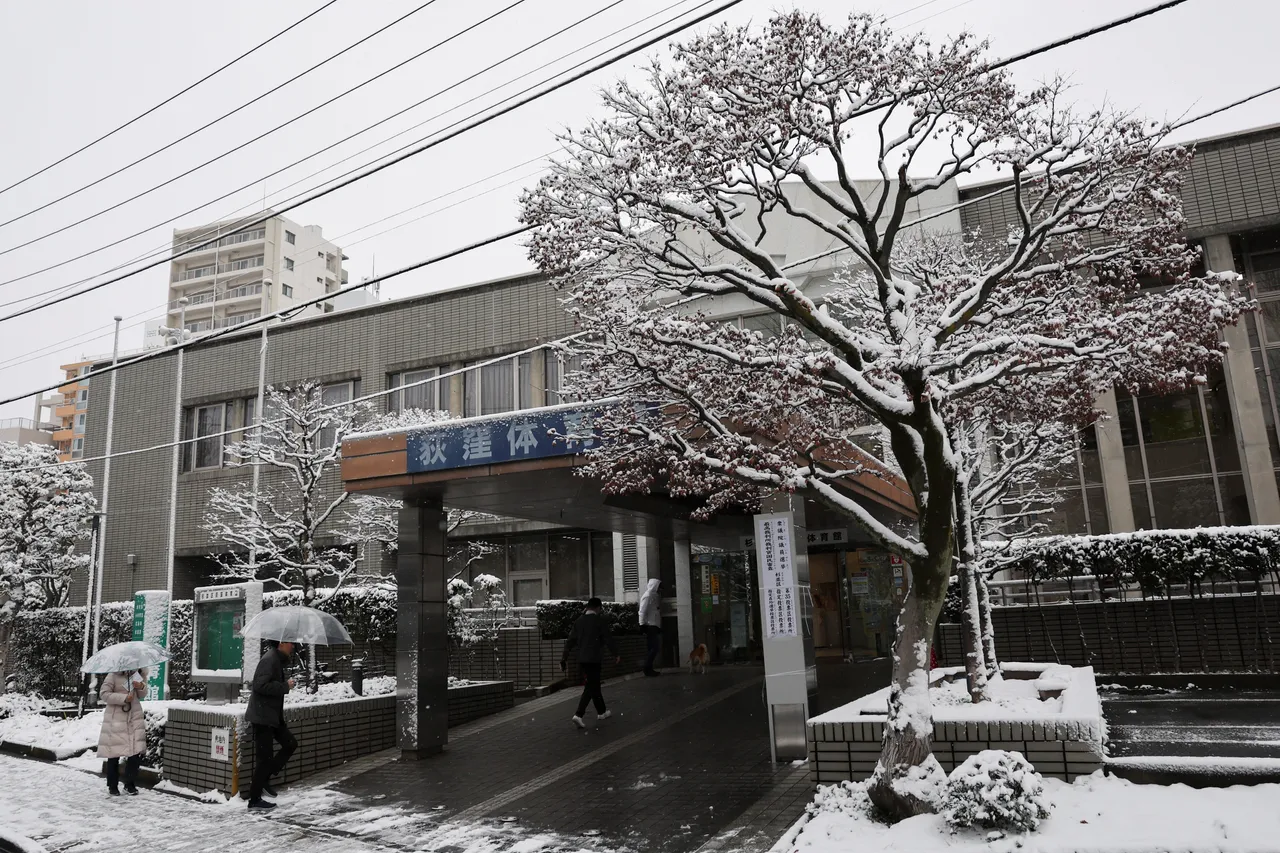 日本民眾冒雪投票。路透社
