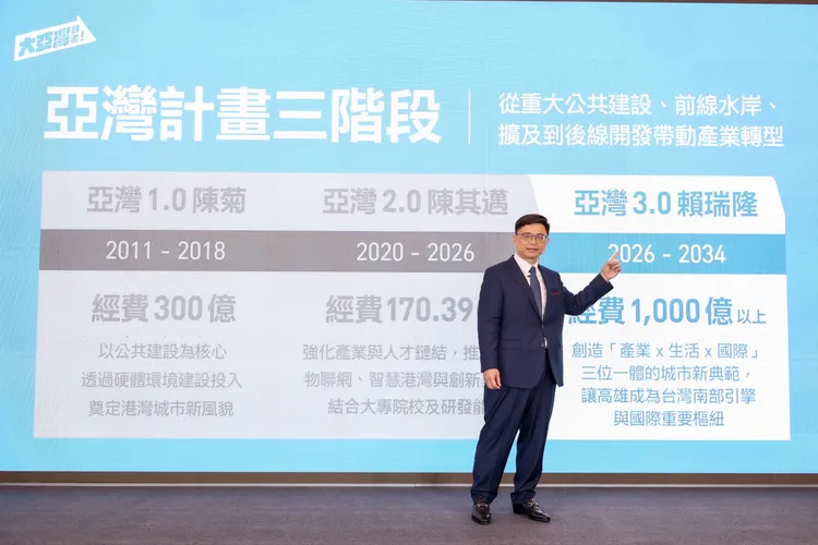 賴瑞隆表示已準備好承擔高雄下一個黃金十年的重責大任。翻攝畫面