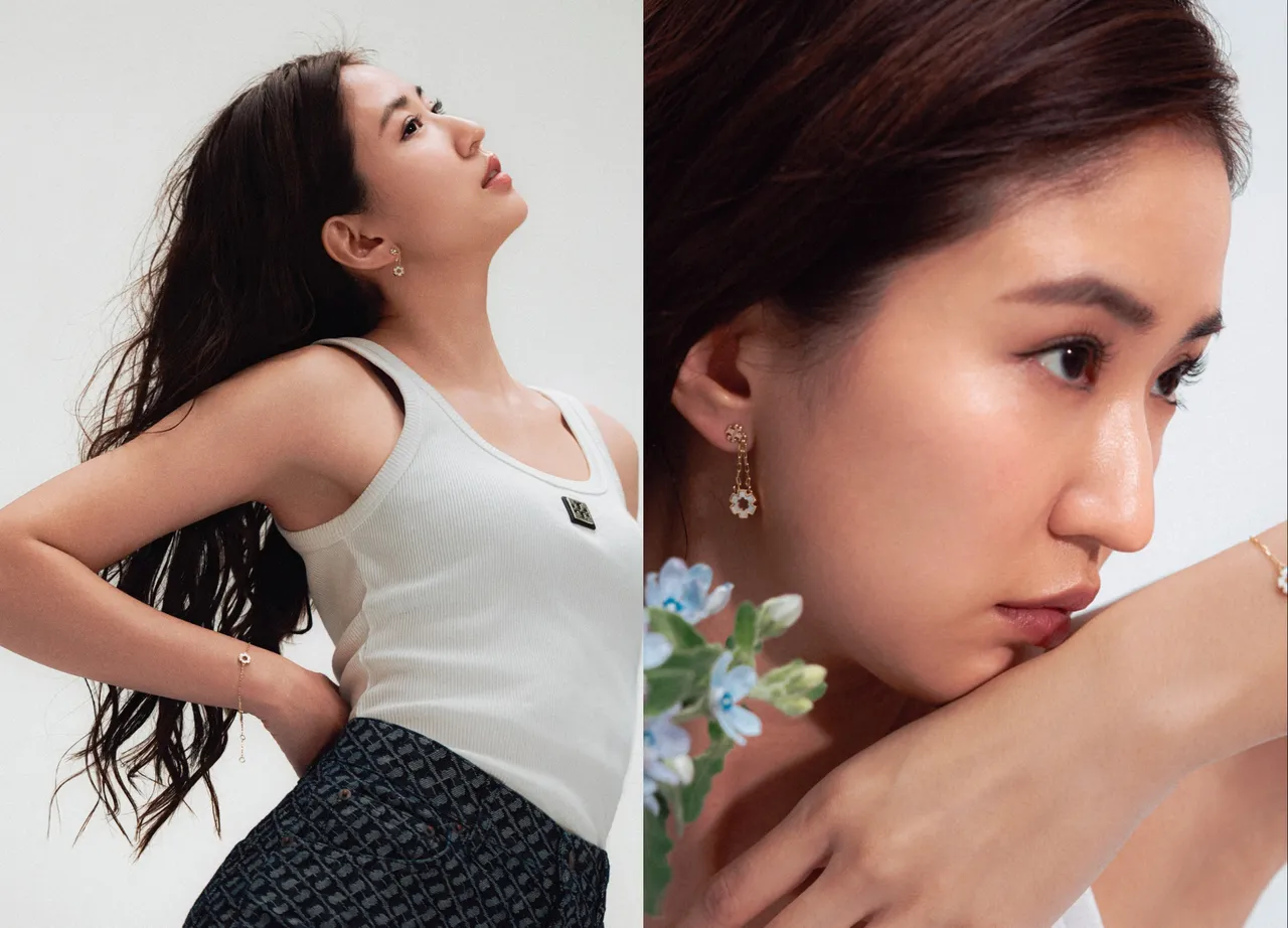 9m88以清爽背心襯托吊墜耳環與六角手鍊。品牌提供