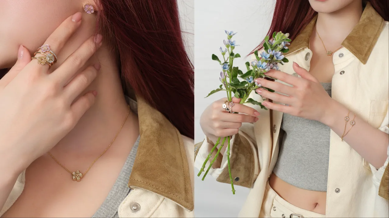 宋雨琦透過疊戴組合戒指與六角手鍊，在指尖與手腕間增添靈動巧思。品牌提供