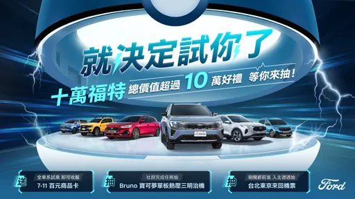 入主Ford全車系抽東京來回機票　試乘送百元購物金、社群抽寶可夢熱壓三明治機