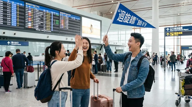 中國年輕人興起了「迴旋鏢」的新法玩。AI示意圖