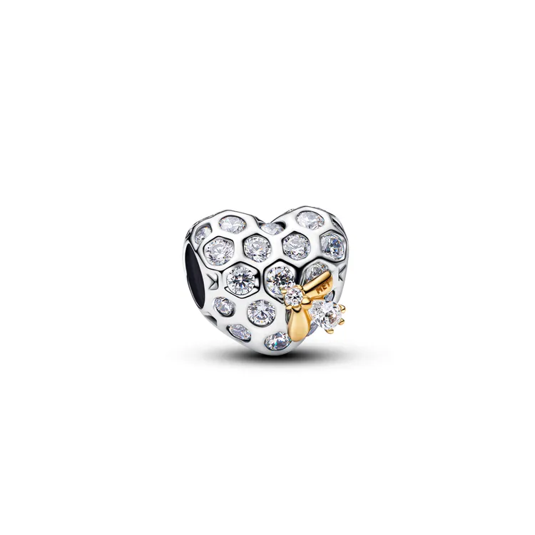 PANDORA《柏捷頓家族》蜂巢與蜜蜂心形串飾，2880元。品牌提供