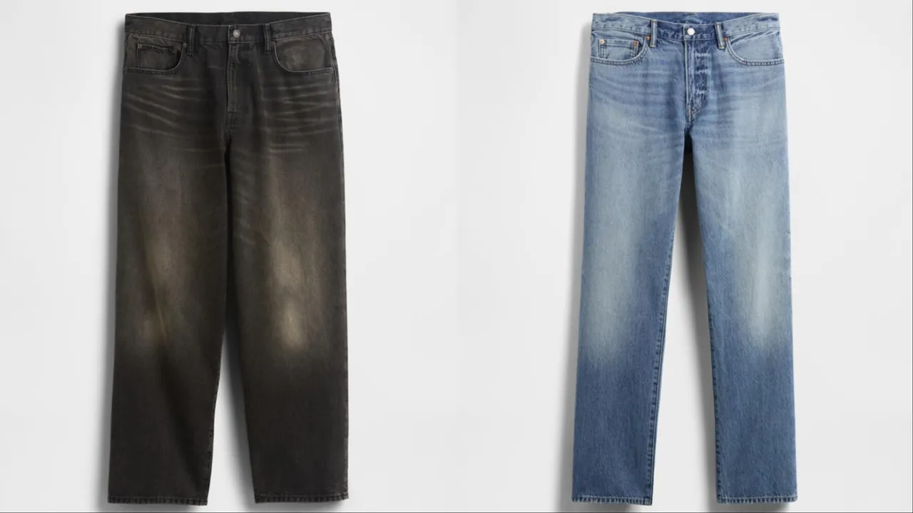 Gap黑色寬鬆牛仔褲（左）、淺色水洗寬鬆牛仔褲（右），各1999元。品牌提供