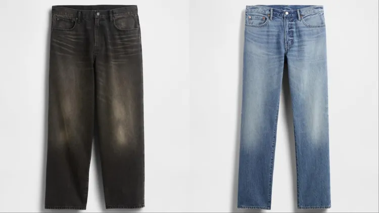 Gap黑色寬鬆牛仔褲（左）、淺色水洗寬鬆牛仔褲（右），各1999元。品牌提供