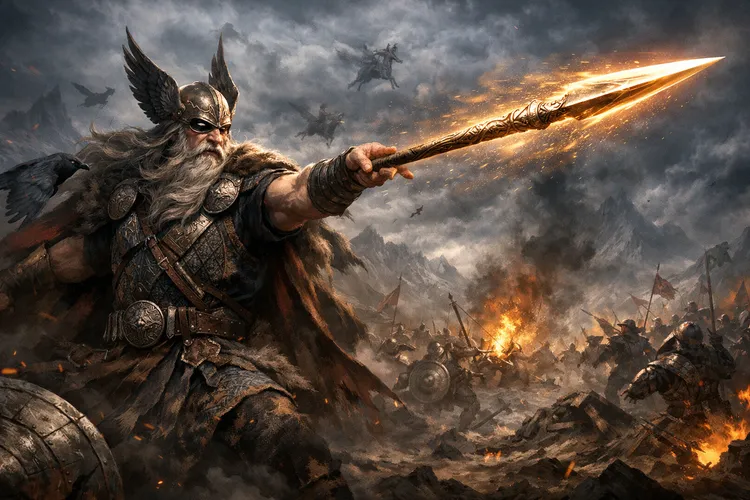 「岡格尼爾」是北歐神話中維京主神奧丁使用的神矛。AI示意圖