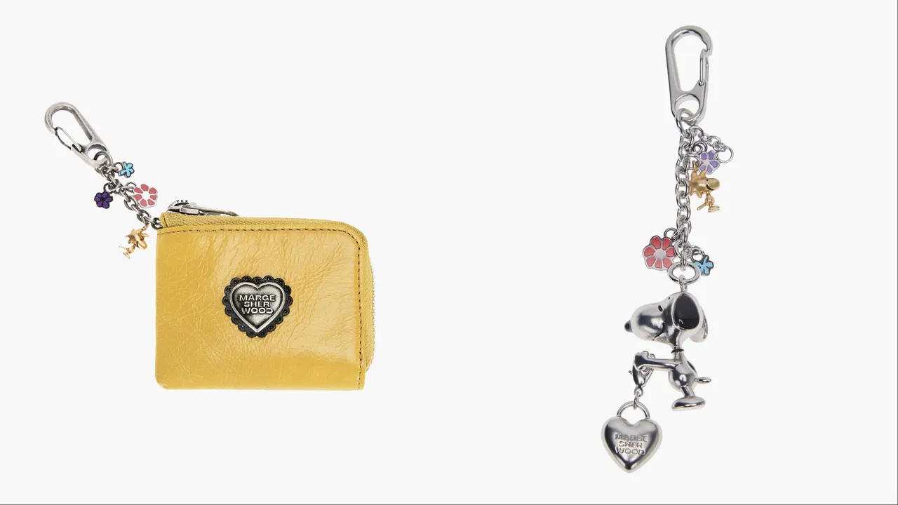MARGESHERWOOD x PEANUT聯名系列愛心錢包（左）2880元、鑰匙圈（右）2080元。品牌提供